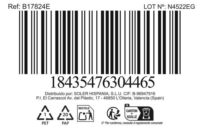 Inde Cacerola 24 cm (6L) Acero Inoxidable con Tapa "New Neron" Qt (4 Unidades)