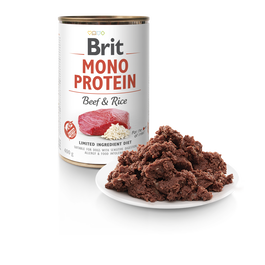 Brit Mono Protein Ternera y Arroz 6 Latas 400g Comida Perros Alergias Sin Gluten Sin Soja Sin OGM
