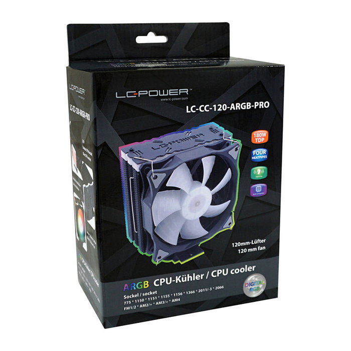 LC-Power LC-CC-120-ARGB-PRO Enfriador CPU 12cm Ventilador 800-1800RPM PWM Negro ARGB