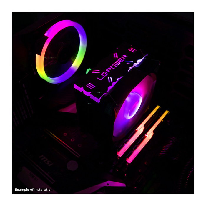 LC-Power LC-CC-120-ARGB-PRO Enfriador CPU 12cm Ventilador 800-1800RPM PWM Negro ARGB