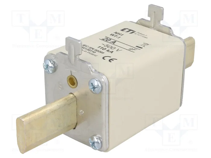 ETI POLAM Fusible NH1 de cartucho de cerámica 20A 500VAC gF ETI POLAM Fusible NH1 de cartucho de cerámica 20A 500VAC gF