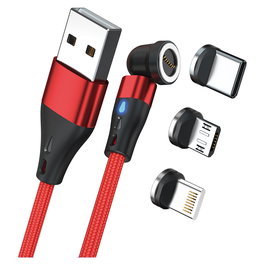 RealPower Cable Magnético RealPower MagneticCharge3 3A 1m Rojo con Adaptadores - USB A Macho