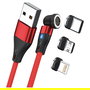 RealPower Cable Magnético RealPower MagneticCharge3 3A 1m Rojo con Adaptadores - USB A Macho