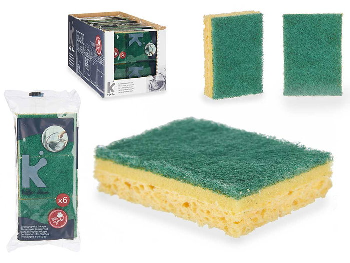 Arte Regal Set 6 Estropajos Tricapa Con Esponja Vegetal Amarillo/Verde 25 x 5 x 12 cm (Set de 14) Arte Regal Set 6 Estropajos Tricapa Con Esponja Vegetal Amarillo/Verde 25 x 5 x 12 cm (Set de 14)
