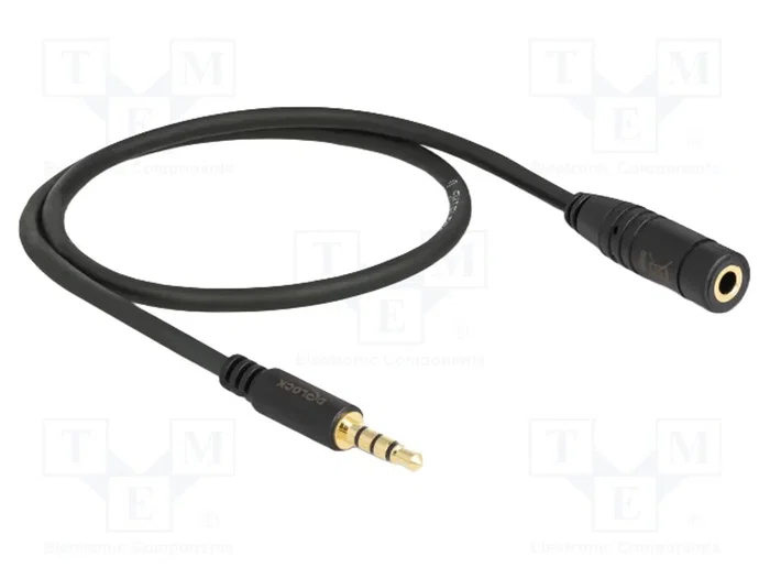 DeLOCK 84716 Cable de extensión de audio 3,5 mm 4 Pin Macho a Hembra 0,5 m Negro DeLOCK 84716 Cable de extensión de audio 3,5 mm 4 Pin Macho a Hembra 0,5 m Negro