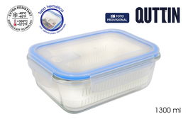 Inde Fiambrera Rectangular Hermética 20.5 x 15.3 cm 1.3 L con Escurridor (6 Unidades)