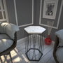 Hanah Home Mesa Auxiliar Marmo Blanco y Negro 40x62x35cm
