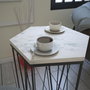 Hanah Home Mesa Auxiliar Marmo Blanco y Negro 40x62x35cm