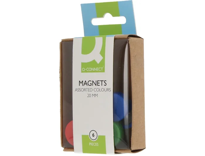 Q-Connect Imanes para sujeción de 20 mm colores surtidos, caja de 6 unidades