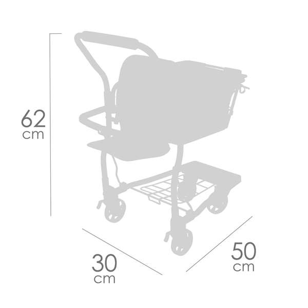 Decuevas Carro Compra Honey Portabebe con Set de 12 Frutas para Muñecas de hasta 50 cm - 30x50x62 cm - Juguete Infantil