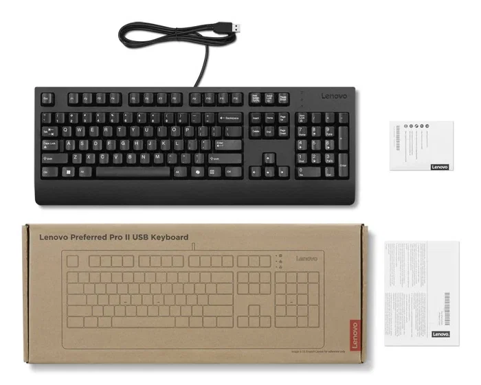 Lenovo Preferred Pro II Teclado USB Español Tamaño Completo Tecla Copilot para Windows, Diseño Islas, Negro para Hogar y Oficina