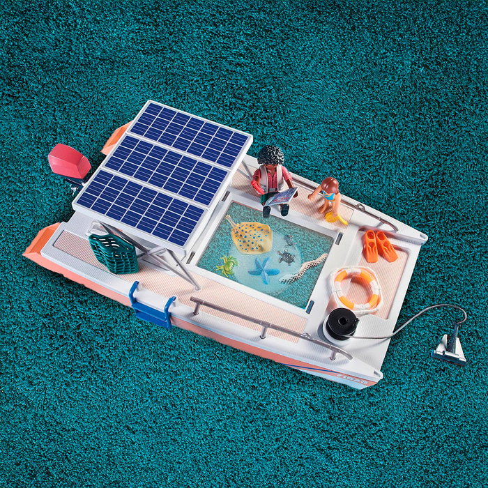 Playmobil Wiltopia Plataforma Análisis Del Arrecife 71623 - Juguete Sostenible con Catamarán +4 Años