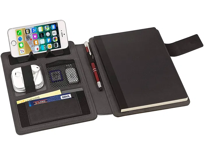 Carchivo Carpeta Portafolios Carchivo Venture DIN A5 con Cuaderno y Soporte Smartphone, Gris