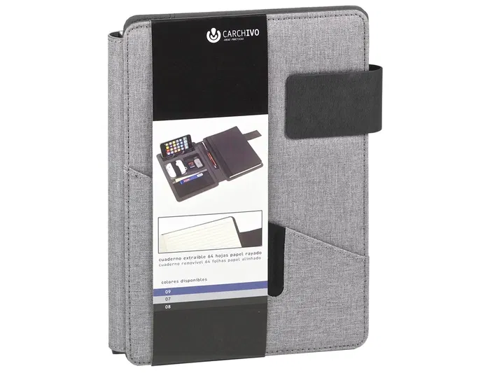 Carchivo Carpeta Portafolios Carchivo Venture DIN A5 con Cuaderno y Soporte Smartphone, Gris