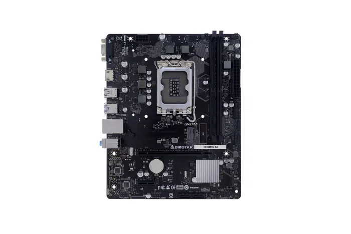Biostar H610MHC 2.0 Placa Base Intel H610 LGA 1700 Micro ATX para Procesadores Intel 12ª-14ª Gen Celeron, Core i3/i5/i7/i9, DDR4, HDMI, VGA, 64 GB Máx.