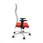PIQUERAS Y CRESPO Sillón Albacete con mecanismo Sincro, Tela Naranja oscuro y Malla Blanco, Base Aluminio, Brazos 2D, Ruedas 65 mm parqué