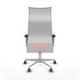 PIQUERAS Y CRESPO Sillón Albacete con mecanismo Sincro, Tela Naranja oscuro y Malla Blanco, Base Aluminio, Brazos 2D, Ruedas 65 mm parqué