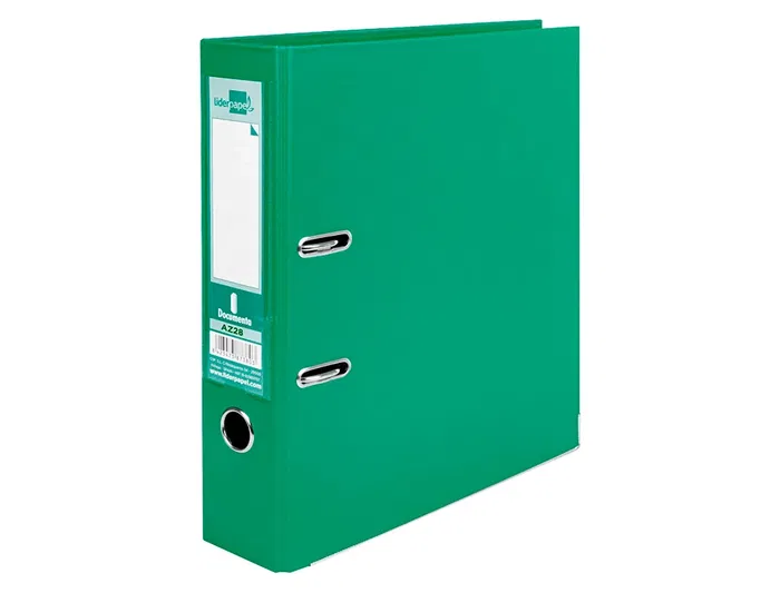 Liderpapel Documenta Archivador de Palanca A4 Verde con Rado y Compresor Metálico Lomo 75mm