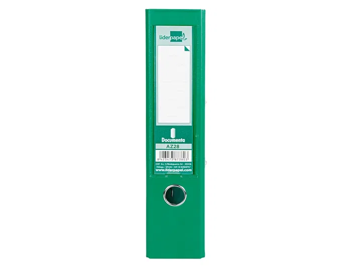 Liderpapel Documenta Archivador de Palanca A4 Verde con Rado y Compresor Metálico Lomo 75mm