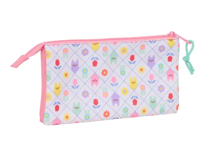 Safta Gabby's Dollhouse Estuche Escolar Portatodo con 3 Cremalleras, Bolso Triple 120x30x220 mm