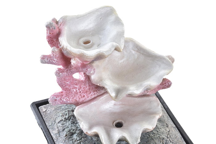 DKD Home Decor Fuente Oriental Azul Gris Resina LED 13 x 18 x 13 cm (4 Unidades)