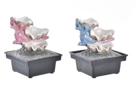DKD Home Decor Fuente Oriental Azul Gris Resina LED 13 x 18 x 13 cm (4 Unidades)