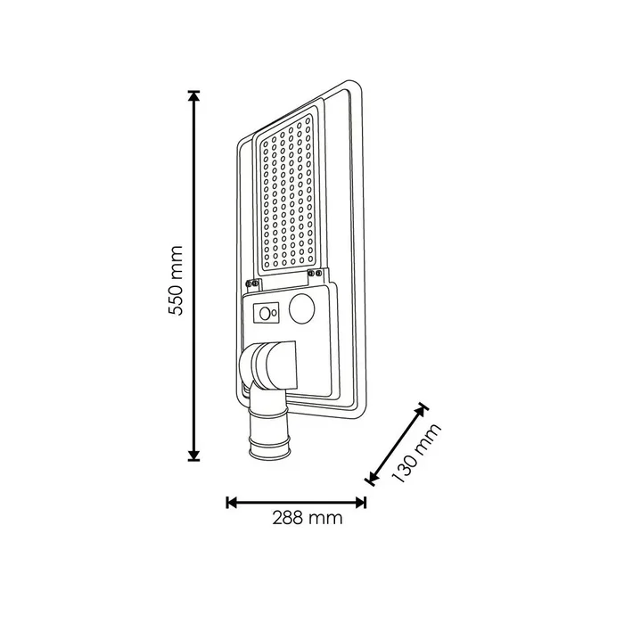 HO-STR100W-SL04-CW Farola Solar LED 200W 5000K con Sensor Crepuscular y Panel/Batería, IP65, Instalación 3-4m, Vida 50000h