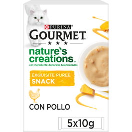 Purina Gourmet Nature's Creation Puré Snack Pollo y Calabaza 10g Gatos Adultos