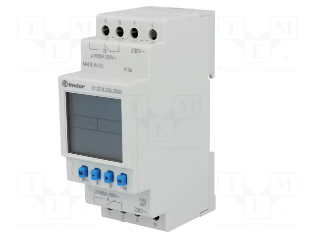 FINDER Programador de tiempo Digital DPDT 230VAC