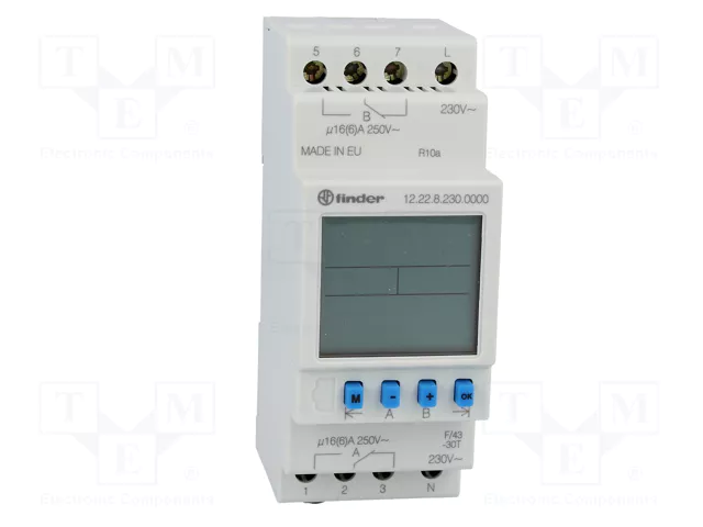 FINDER Programador de tiempo Digital DPDT 230VAC