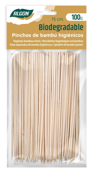 Algon Set 100 Pinchos Higiénicos Bambú 150 x 2.5 mm Algo (36 Unidades)