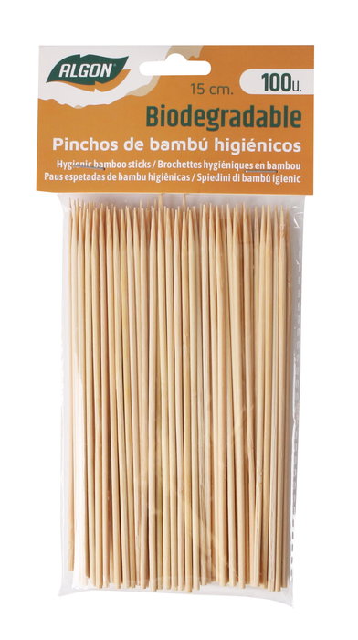 Algon Set 100 Pinchos Higiénicos Bambú 150 x 2.5 mm Algo (36 Unidades)