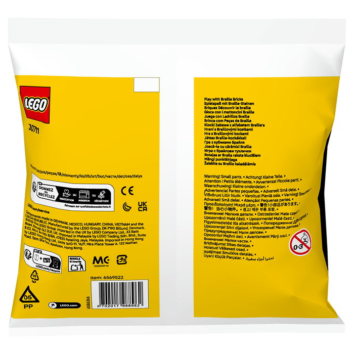 LEGO 30711 Spielspa mit Braille-Steinen (Polybag) - Juego de Construcción con Ladrillos Braille, 10 Piezas, Multicolor, Recomendado 6+ Años