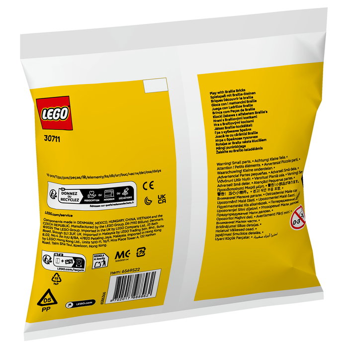 LEGO 30711 Spielspa mit Braille-Steinen (Polybag) - Juego de Construcción con Ladrillos Braille, 10 Piezas, Multicolor, Recomendado 6+ Años