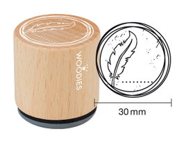 Woodies Sello de madera y caucho diseño pluma 33x30mm