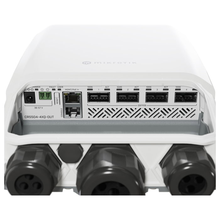 MikroTik CRS504-4XQ-OUT Switch Gestionado L3 16P+4xQSFP28 Montaje en Rack 1U PoE