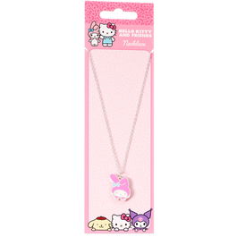 THE CARAT SHOP Colgante My Melody Hello Kitty Metal Dorado Esmalte Perlado Cadena 40+5 cm