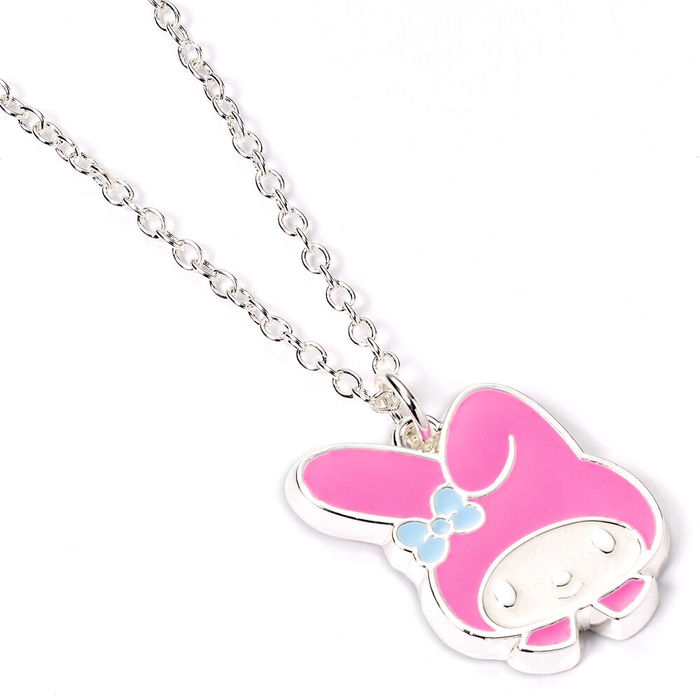 THE CARAT SHOP Colgante My Melody Hello Kitty Metal Dorado Esmalte Perlado Cadena 40+5 cm