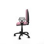 Silla de oficina Aýna con mecanismo Contacto permanente básico tapizada con Tela color Rosa. Equipada con Base poliamida negra, Brazos fijos y Ruedas de nailon 50 mm
