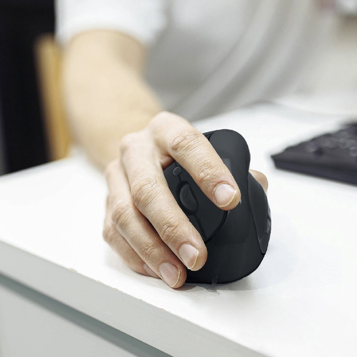 Be Mix Ratón Ergonómico Vertical Inalámbrico para Ordenador, Diseño Ambidextro, Conexión Estable, Plug and Play, Control Preciso, Negro