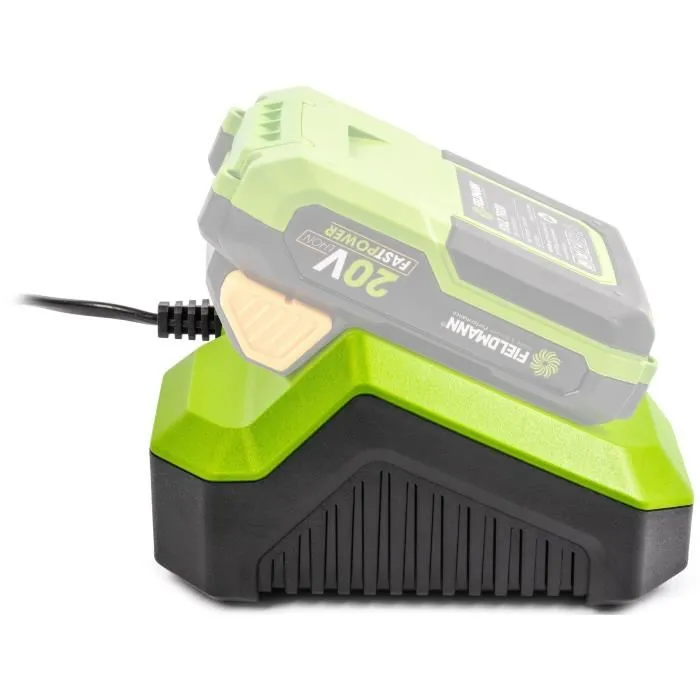 Fieldmann Cargador Rápido FIE8590669362721 para Batería de 20V - Carga 2Ah en 30 min - Compatible con 2Ah, 4Ah, 8Ah
