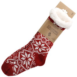 Sensly Par Calcetines Talla 36-41 Rojos Cálidos Interior Sherpa Antideslizantes