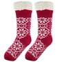 Sensly Par Calcetines Talla 36-41 Rojos Cálidos Interior Sherpa Antideslizantes