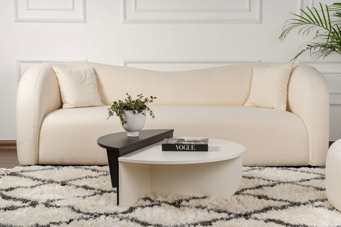 Nordure Mesa de Centro Madera Blanca y Madera Negra