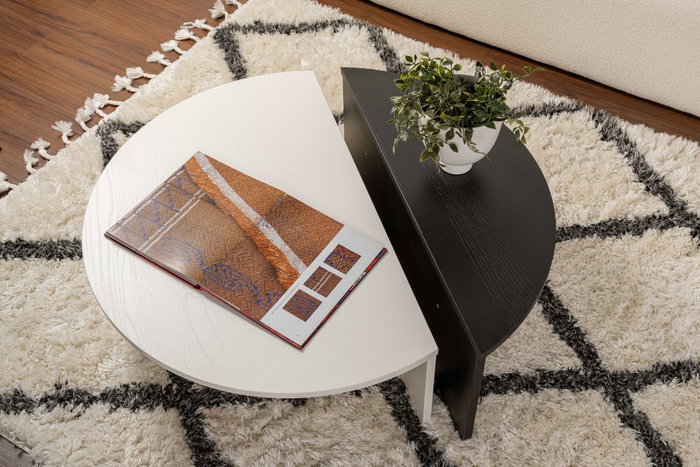 Nordure Mesa de Centro Madera Blanca y Madera Negra