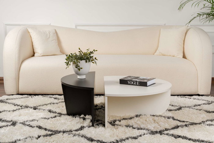 Nordure Mesa de Centro Madera Blanca y Madera Negra