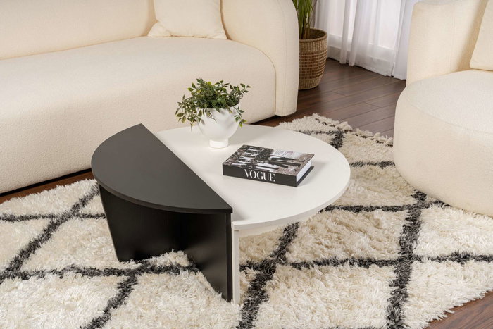 Nordure Mesa de Centro Madera Blanca y Madera Negra