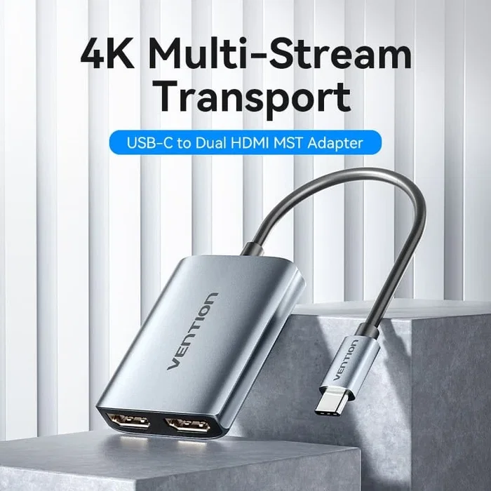 Vention Adaptador USB-C a Dual HDMI MST Gris Vention Adaptador USB-C a Dual HDMI MST Gris