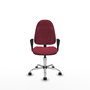 Silla de oficina Algarra con mecanismo Contacto permanente básico tapizada con Tela color Granate. Equipada con Base cromada, Brazos fijos y Ruedas de nailon 50 mm