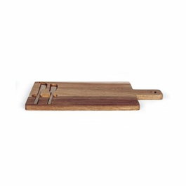 Livoo Tabla de quesos MEC138 de Madera de acacia FSC con 2 cuchillos magnéticos, 38 x 20 cm